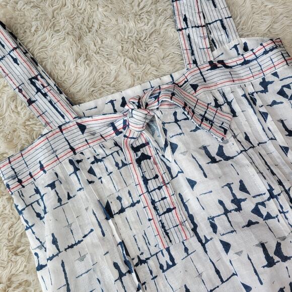 Wrap London Square Neck Linen Midi Embroidered Sundress Size 4 - Picture 6 of 8